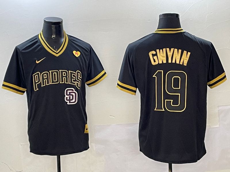 Men San Diego Padres #19 Gwynn Black Gold Game 2025 Nike MLB Jersey style 32513->san diego padres->MLB Jersey